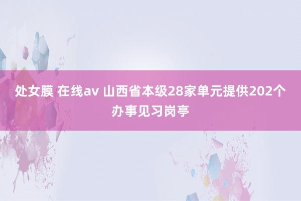 处女膜 在线av 山西省本级28家单元提供202个办事见习岗亭