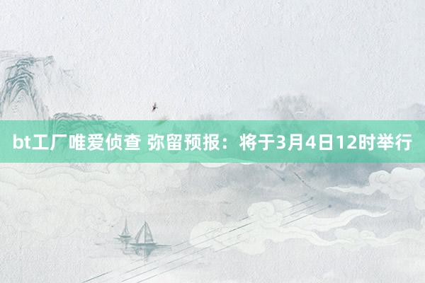 bt工厂唯爱侦查 弥留预报：将于3月4日12时举行