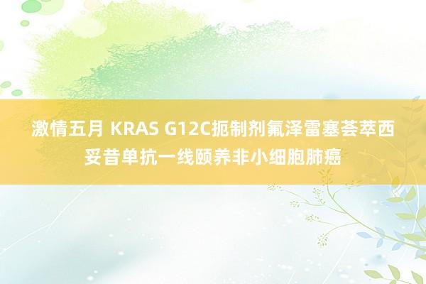 激情五月 KRAS G12C扼制剂氟泽雷塞荟萃西妥昔单抗一线颐养非小细胞肺癌